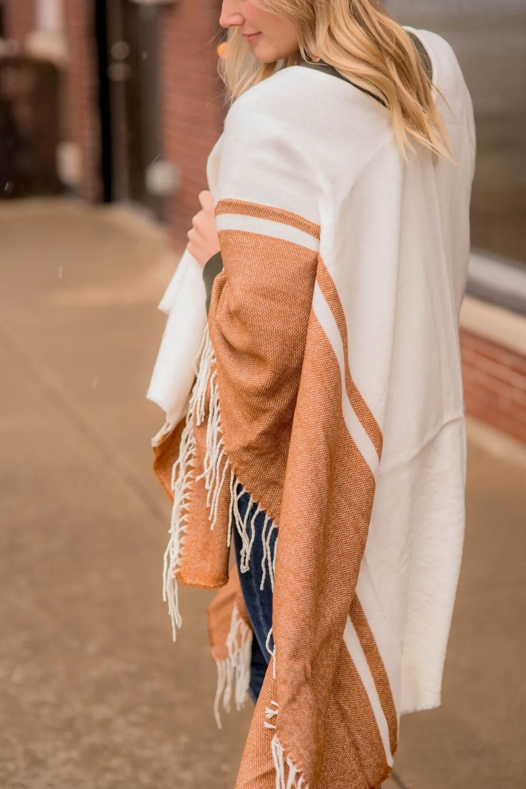 Dual Color Fringe Poncho