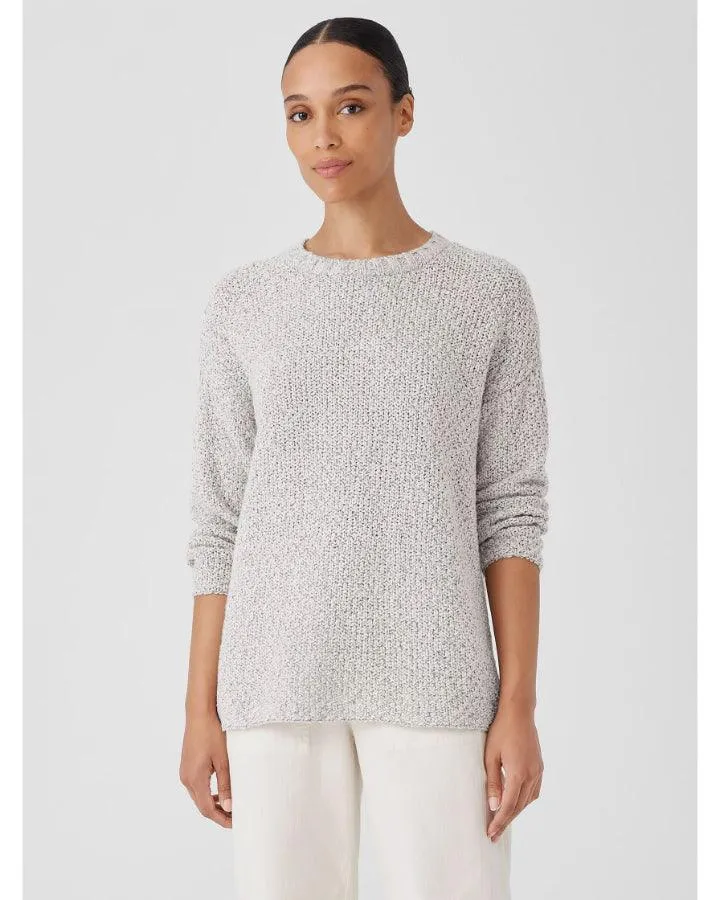 Eileen Fisher Peruvian Cotton Crimp Crew Neck KnitTunic