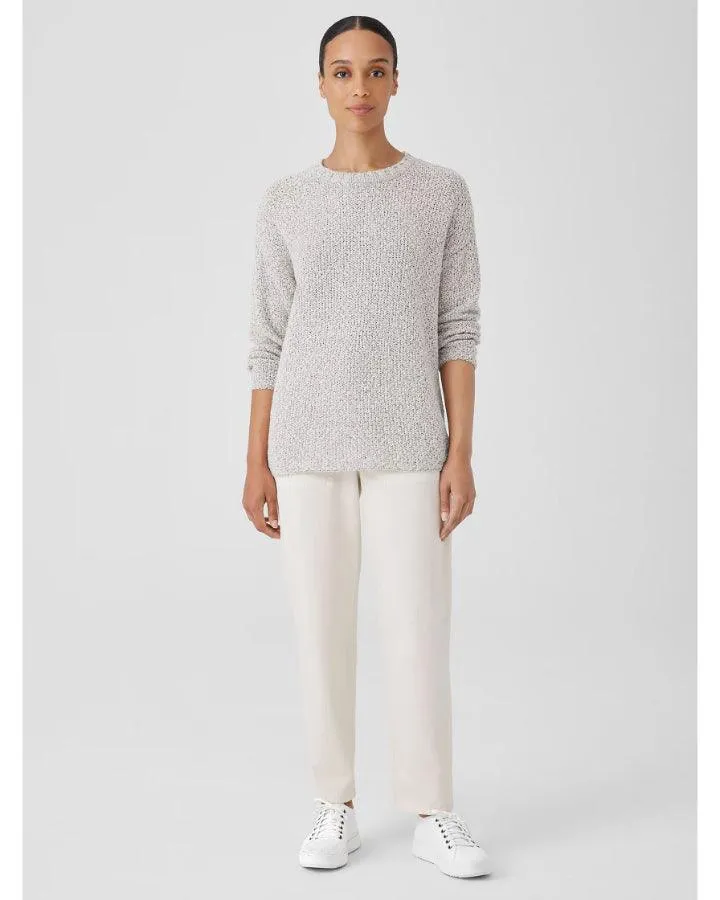 Eileen Fisher Peruvian Cotton Crimp Crew Neck KnitTunic