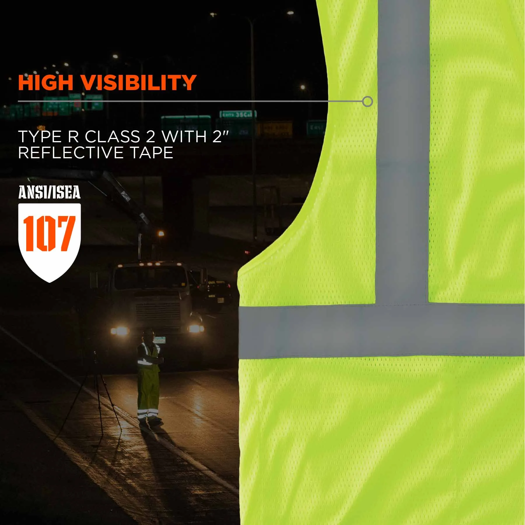 Ergodyne 24526 8210HL-S 2XL Lime Class 2 Economy Mesh Vest - Single Size