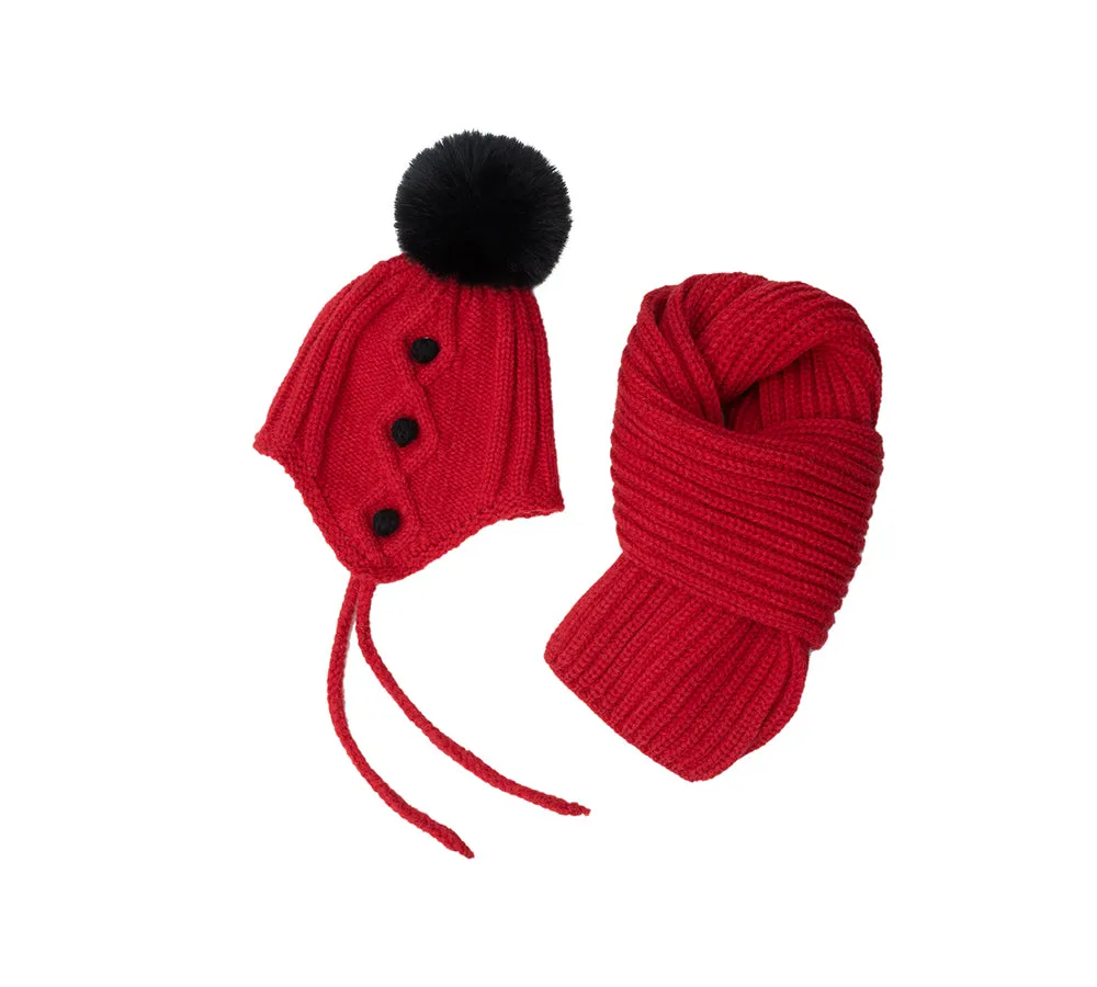 EVERAU® Kids Pom Pom Beanie and Scarf Gift Set Snell