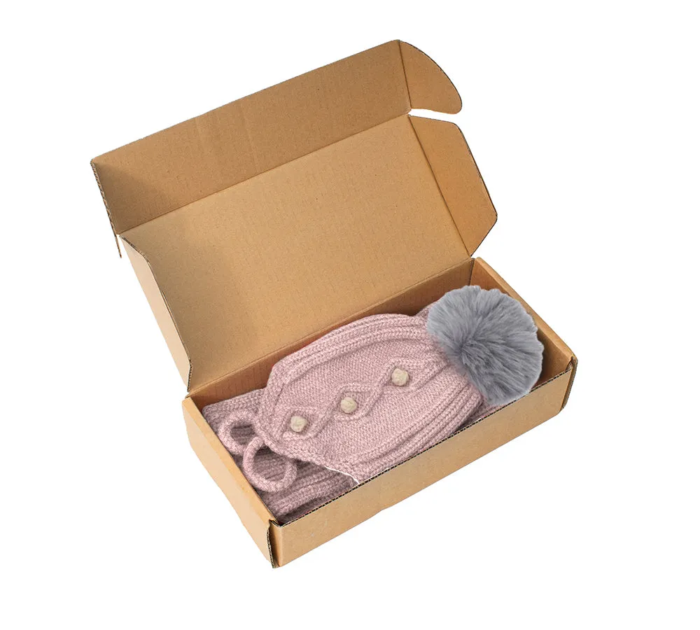 EVERAU® Kids Pom Pom Beanie and Scarf Gift Set Snell