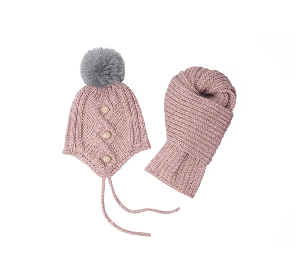 EVERAU® Kids Pom Pom Beanie and Scarf Gift Set Snell