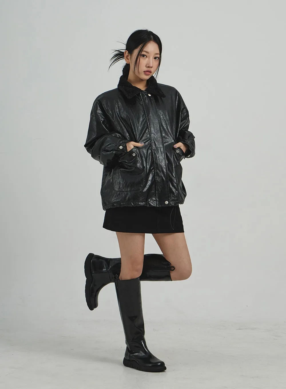 Faux Leather Fur Jacket CD12