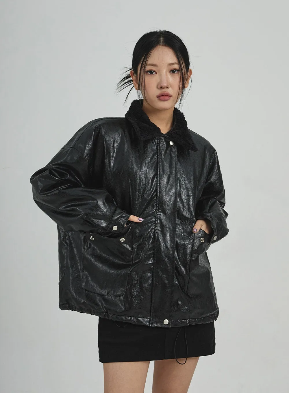 Faux Leather Fur Jacket CD12