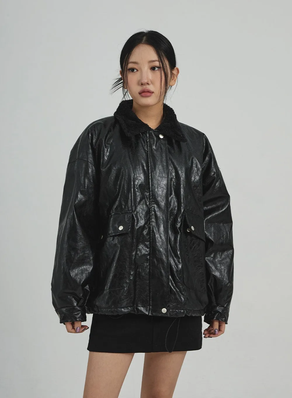 Faux Leather Fur Jacket CD12