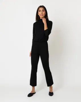 Faye Flare Cropped Pant in Black Ponte Knit