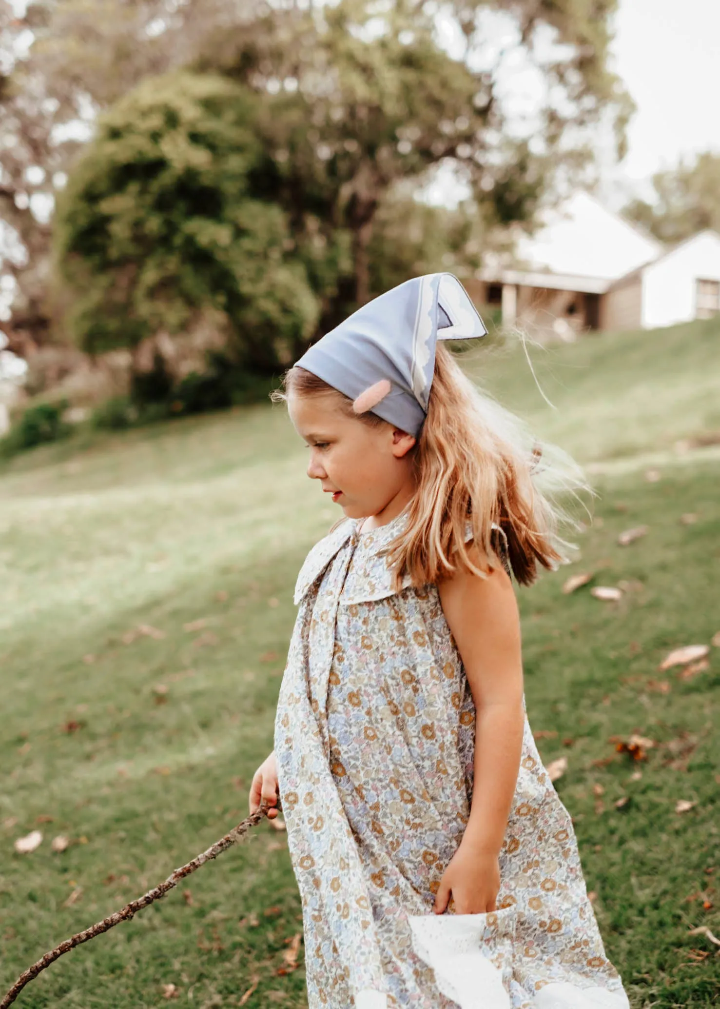 Florence Little Boy Blue Silk Cotton Scarf - 54x54cm