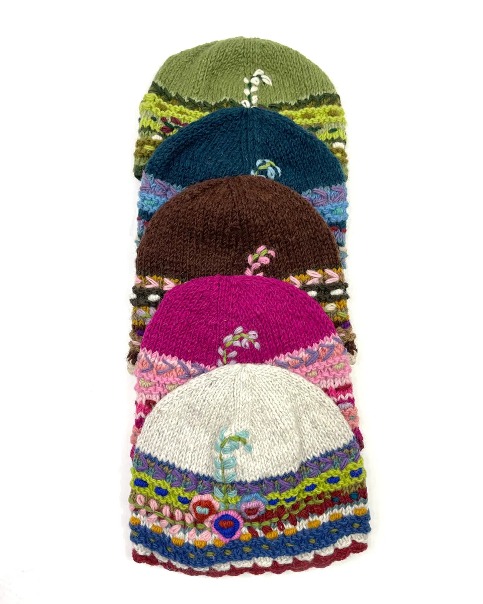 Flower Embroidered Beanie