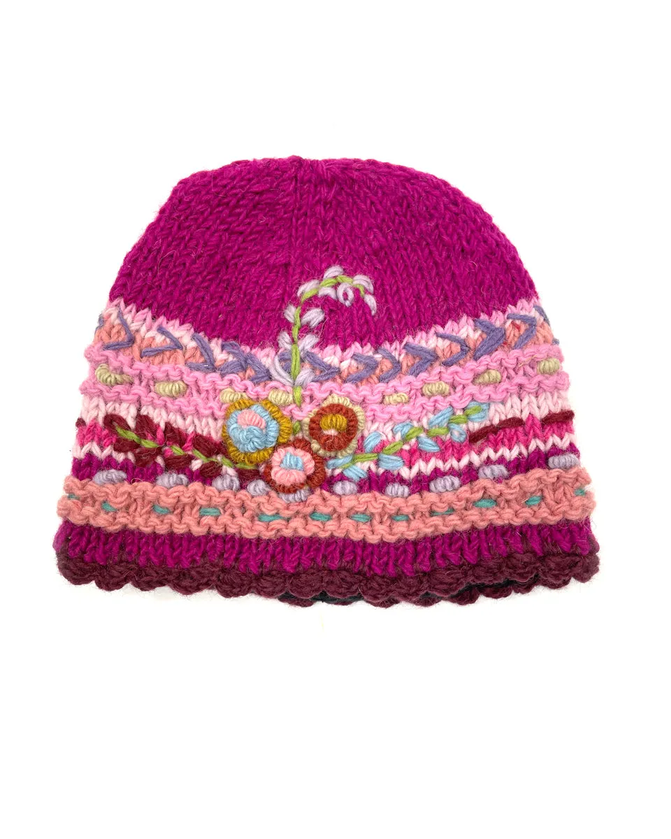 Flower Embroidered Beanie