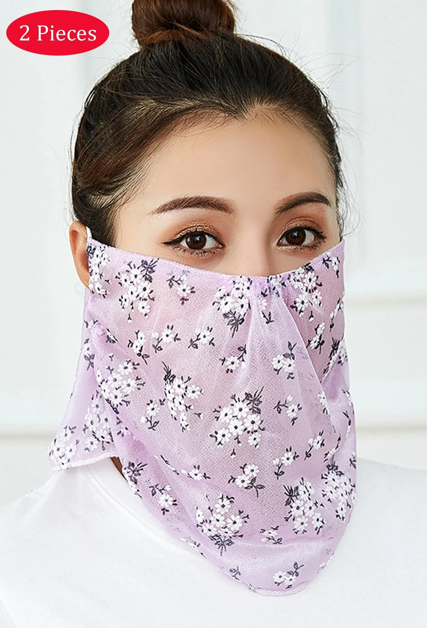 Flowers Face Bandana With Earloops