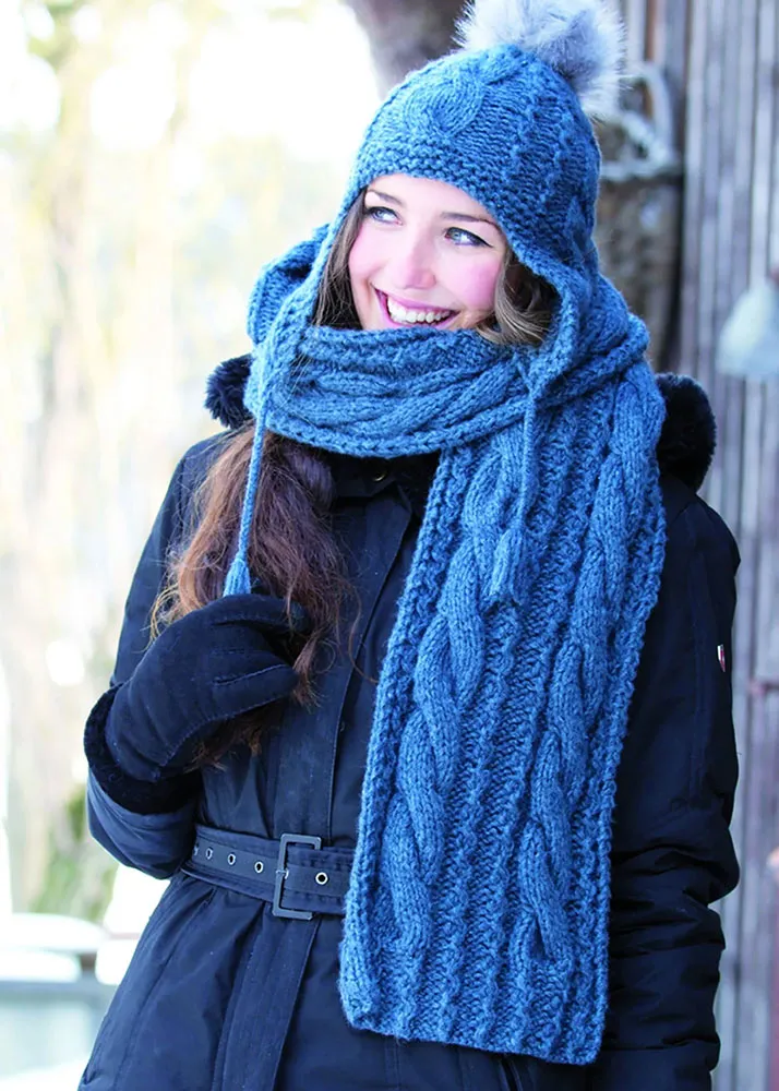 Free Twisting Cables Hat and Scarf Pattern