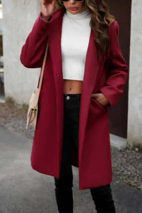 Geneva Evening Out Classy Minimalist Coat - Wine Red