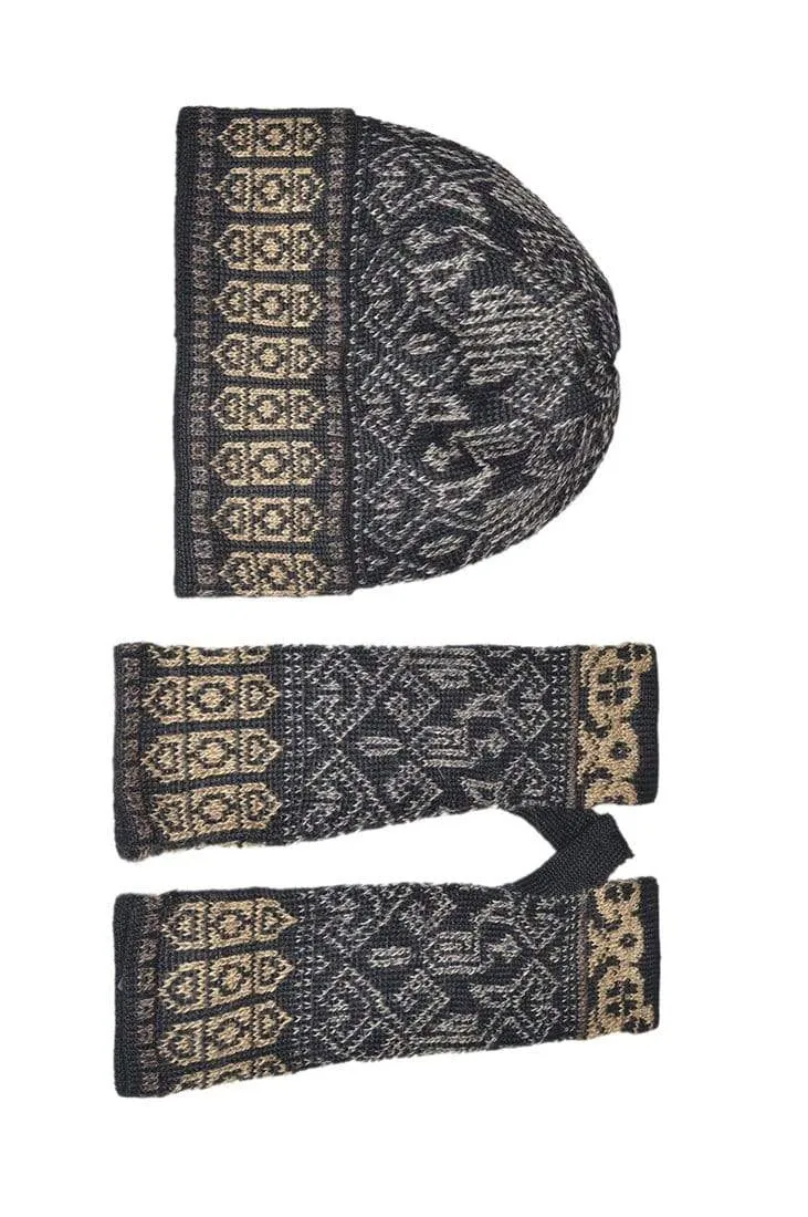 Graffiti Women's Alpaca Hat and Fingerless Glove Set