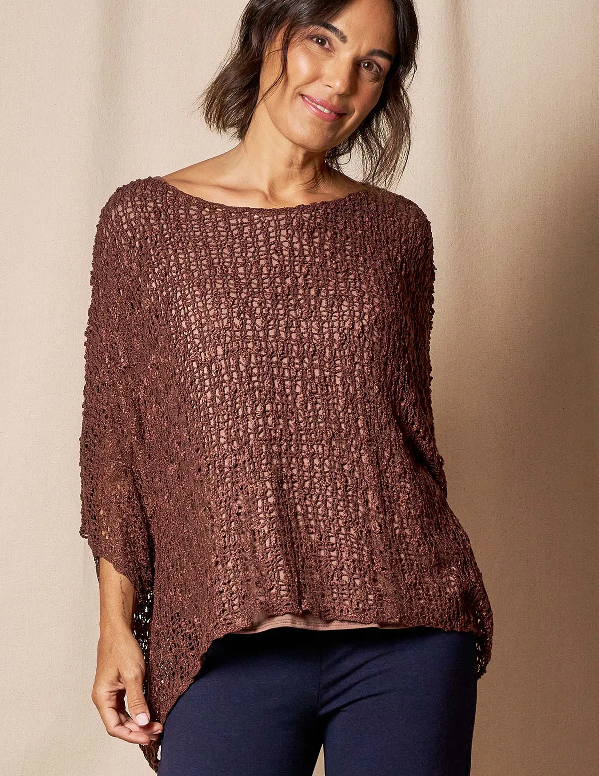 Handwoven Riva Knit Crop Poncho