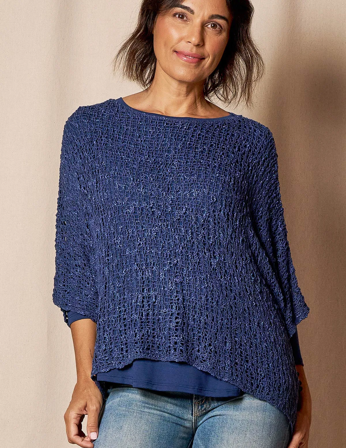 Handwoven Riva Knit Crop Poncho