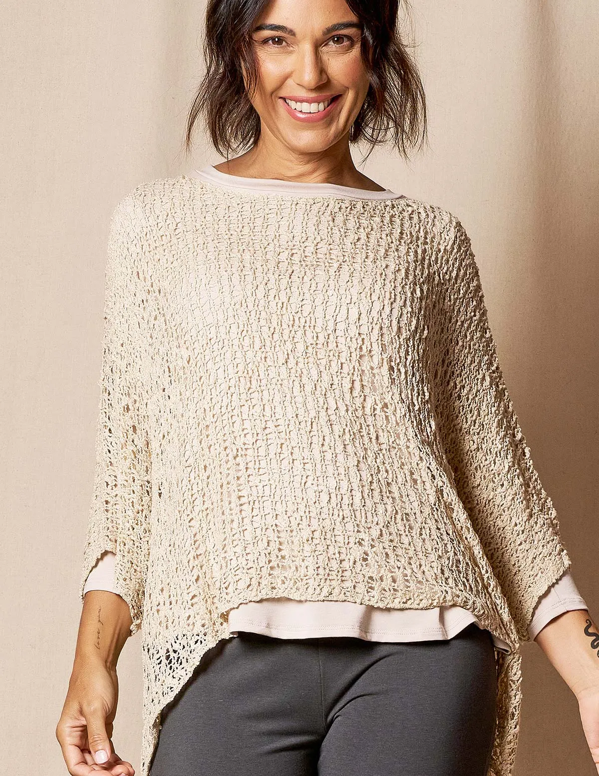 Handwoven Riva Knit Crop Poncho