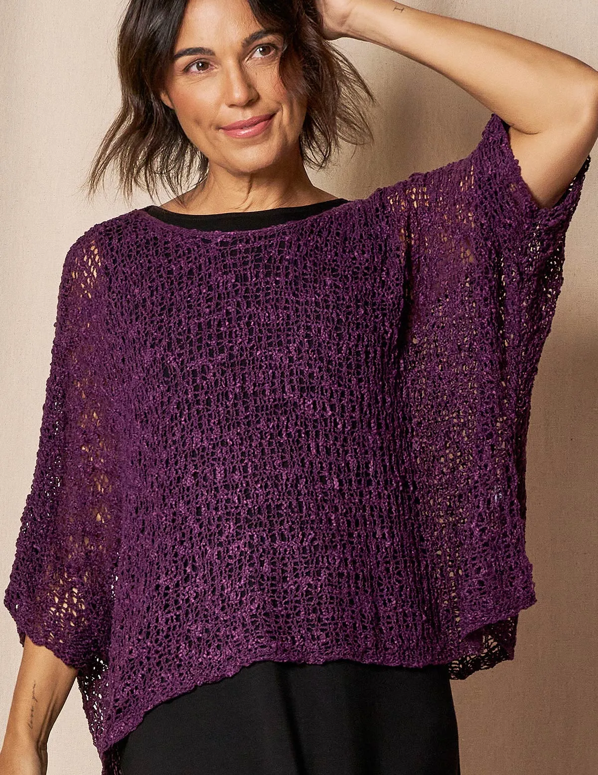 Handwoven Riva Knit Crop Poncho