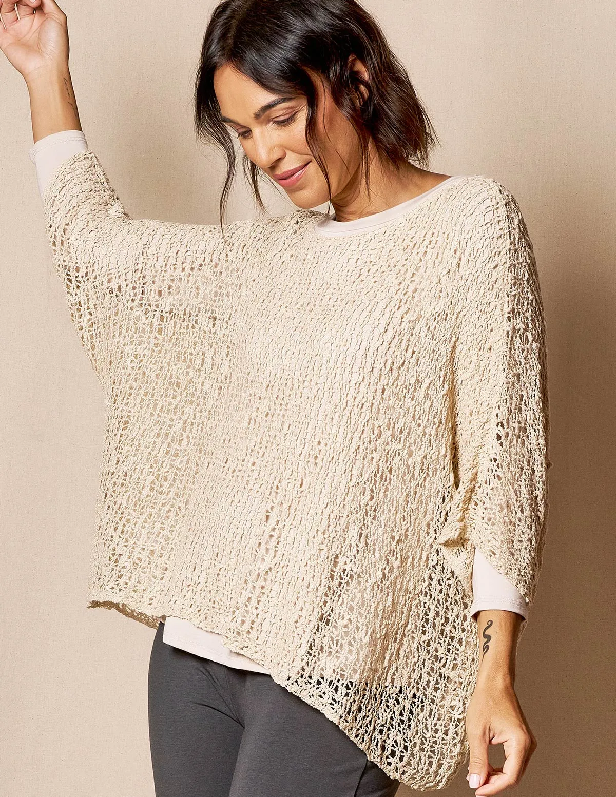 Handwoven Riva Knit Crop Poncho