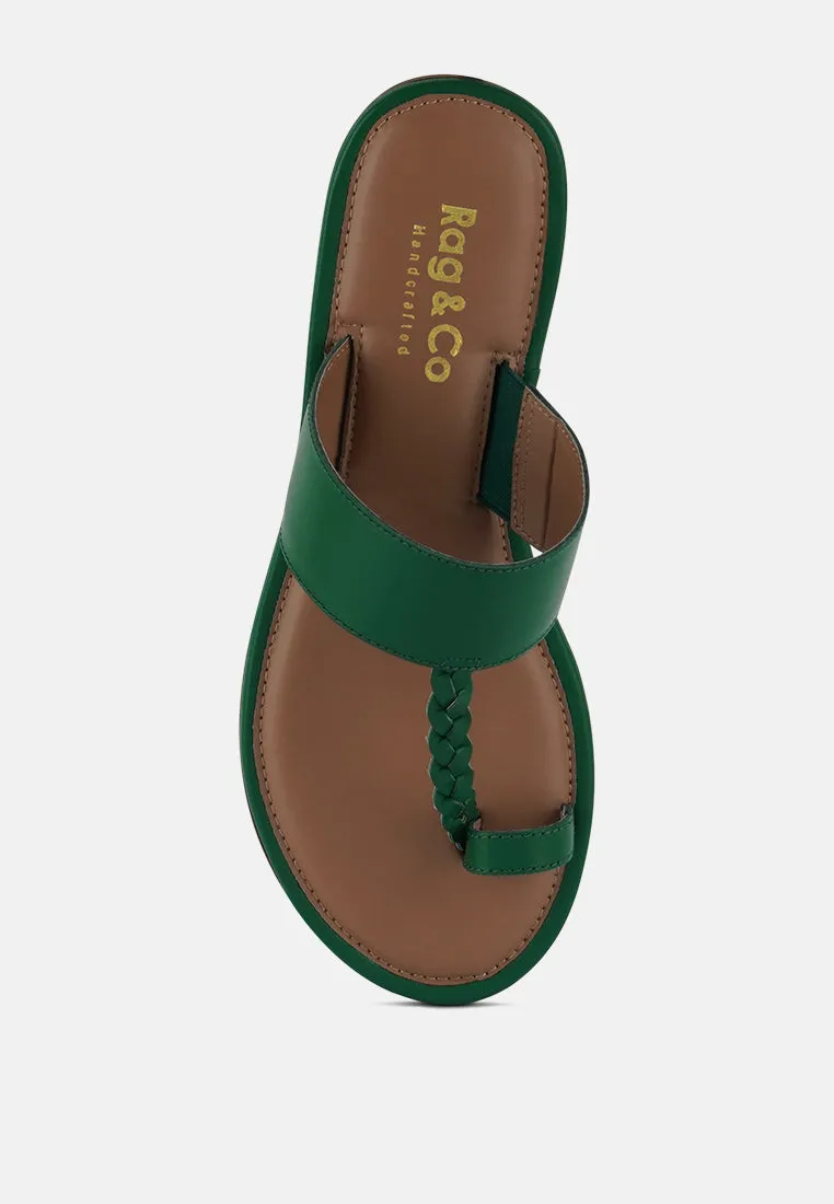 HARRIS Green Toe Ring Braided Slip Ons