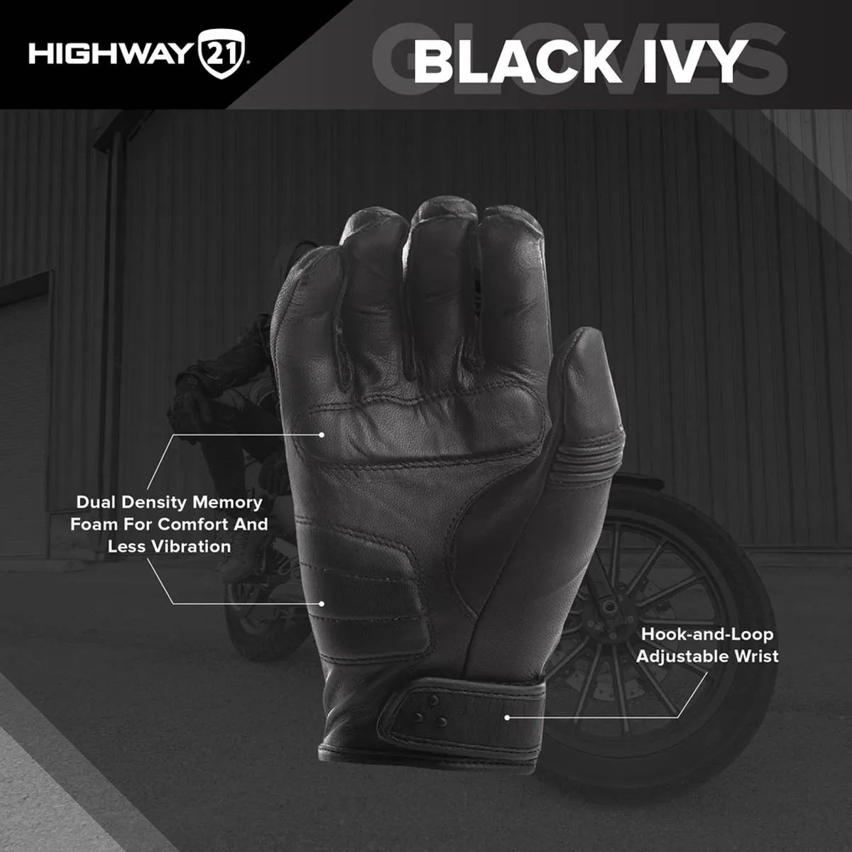 Highway 21 Ivy Women's Black Leather Gloves