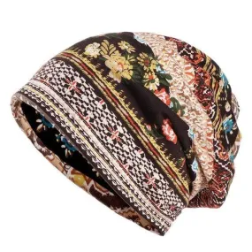 Hippie Sunflower Floral Beanie Hat