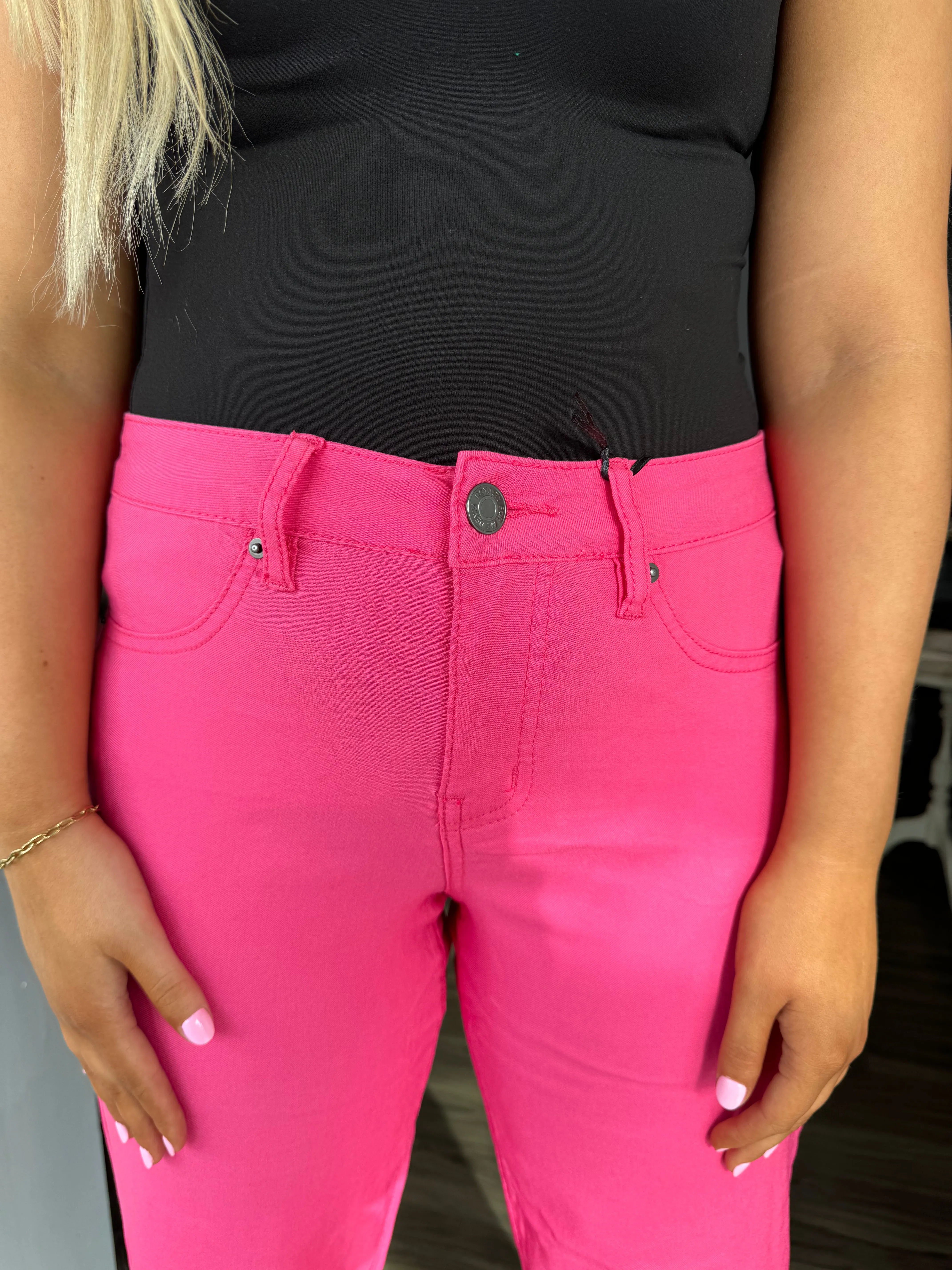 hot pink ultra stretch cropped flares