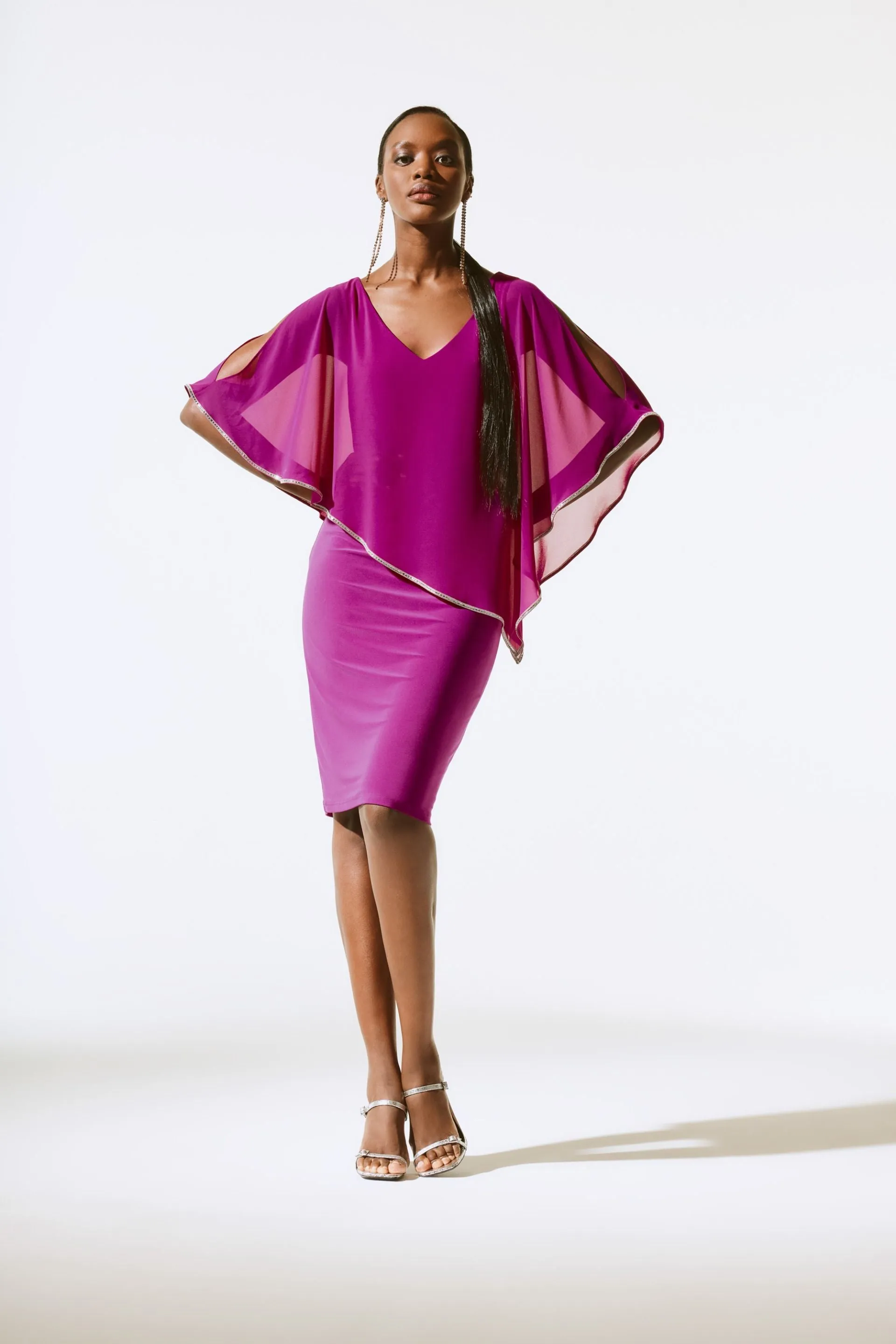 Joseph Ribkoff Embellished Chiffon Overlay Sheath Dress 243797