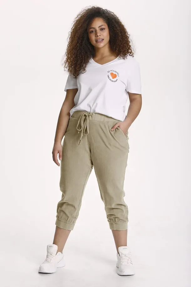 Kaffe Curve Capri Joggers in Sand