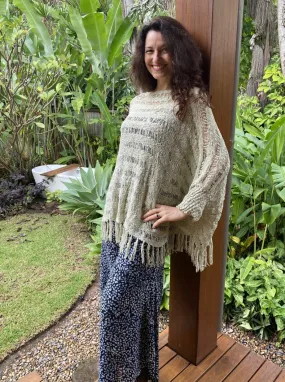 Katey Poncho Top Shawl Stone