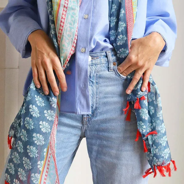 Kelling Tassel Block Printed Scarf