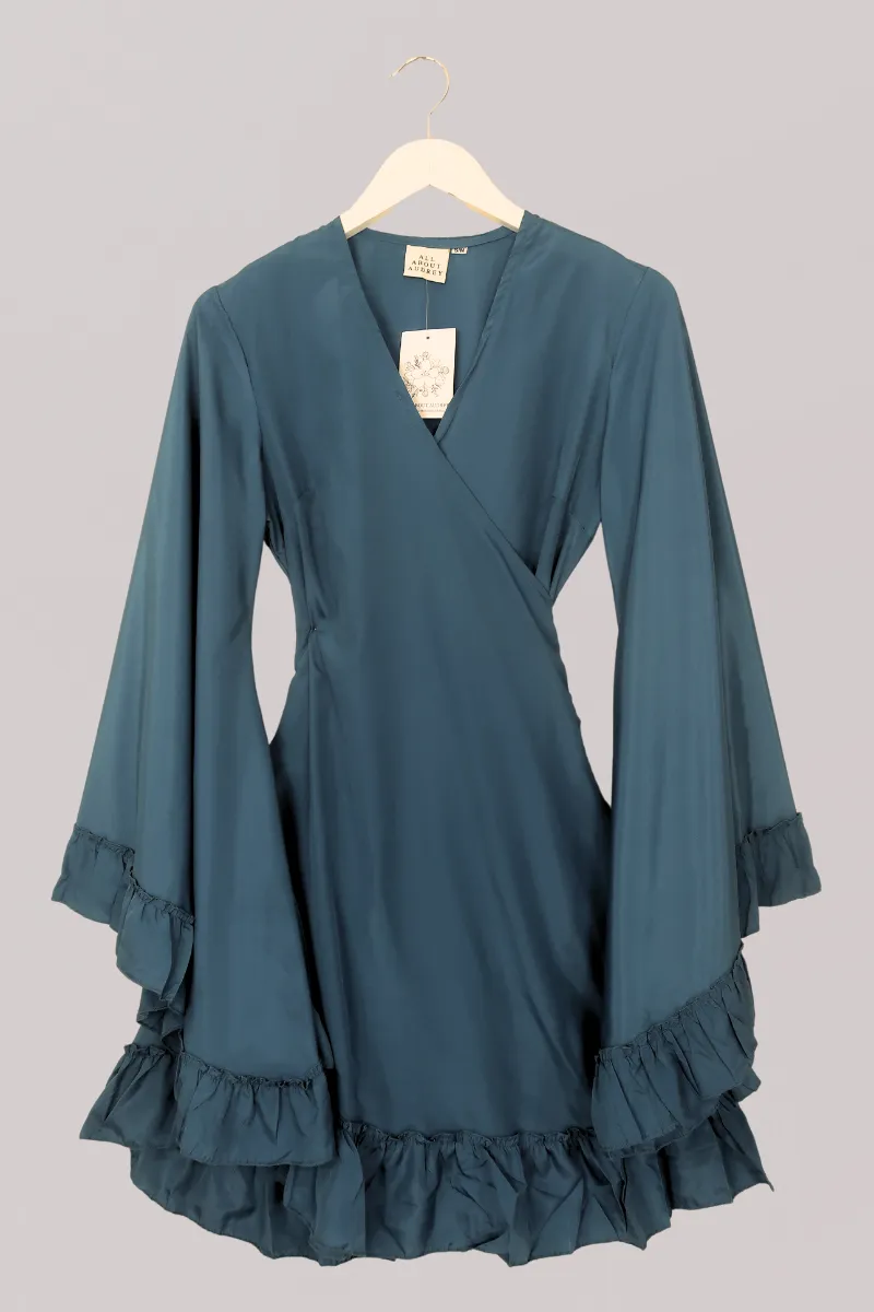 Khroma Venus Mini Wrap Dress in Petrol Blue