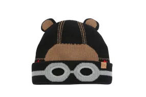 Kids Knitted Beanie - Black Bear