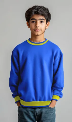 Kids Solid Unisex Full Sleeves Sweat Shirt (Fleece) R-Blue