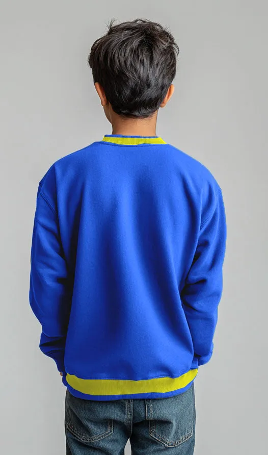 Kids Solid Unisex Full Sleeves Sweat Shirt (Fleece) R-Blue