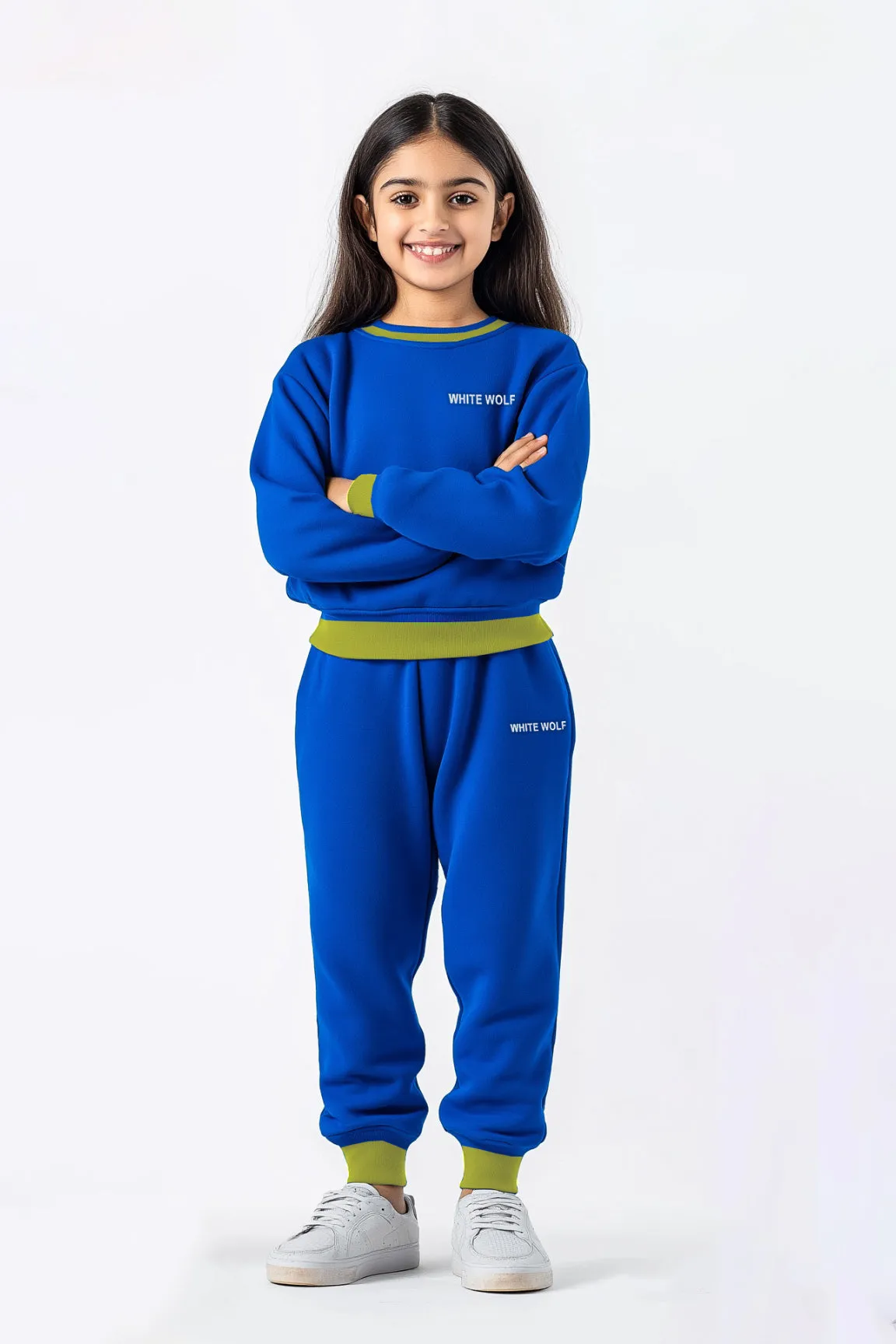 Kids Solid Unisex track suit (Fleece) R-Blue