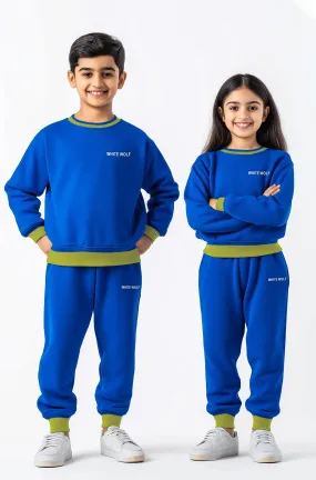 Kids Solid Unisex track suit (Fleece) R-Blue