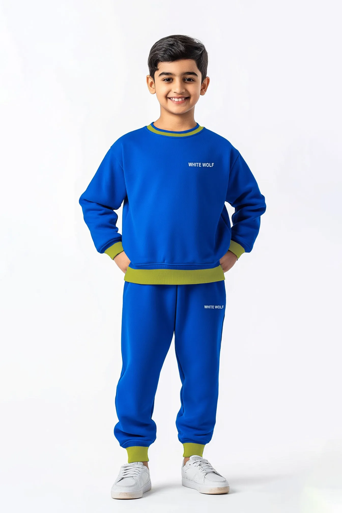 Kids Solid Unisex track suit (Fleece) R-Blue