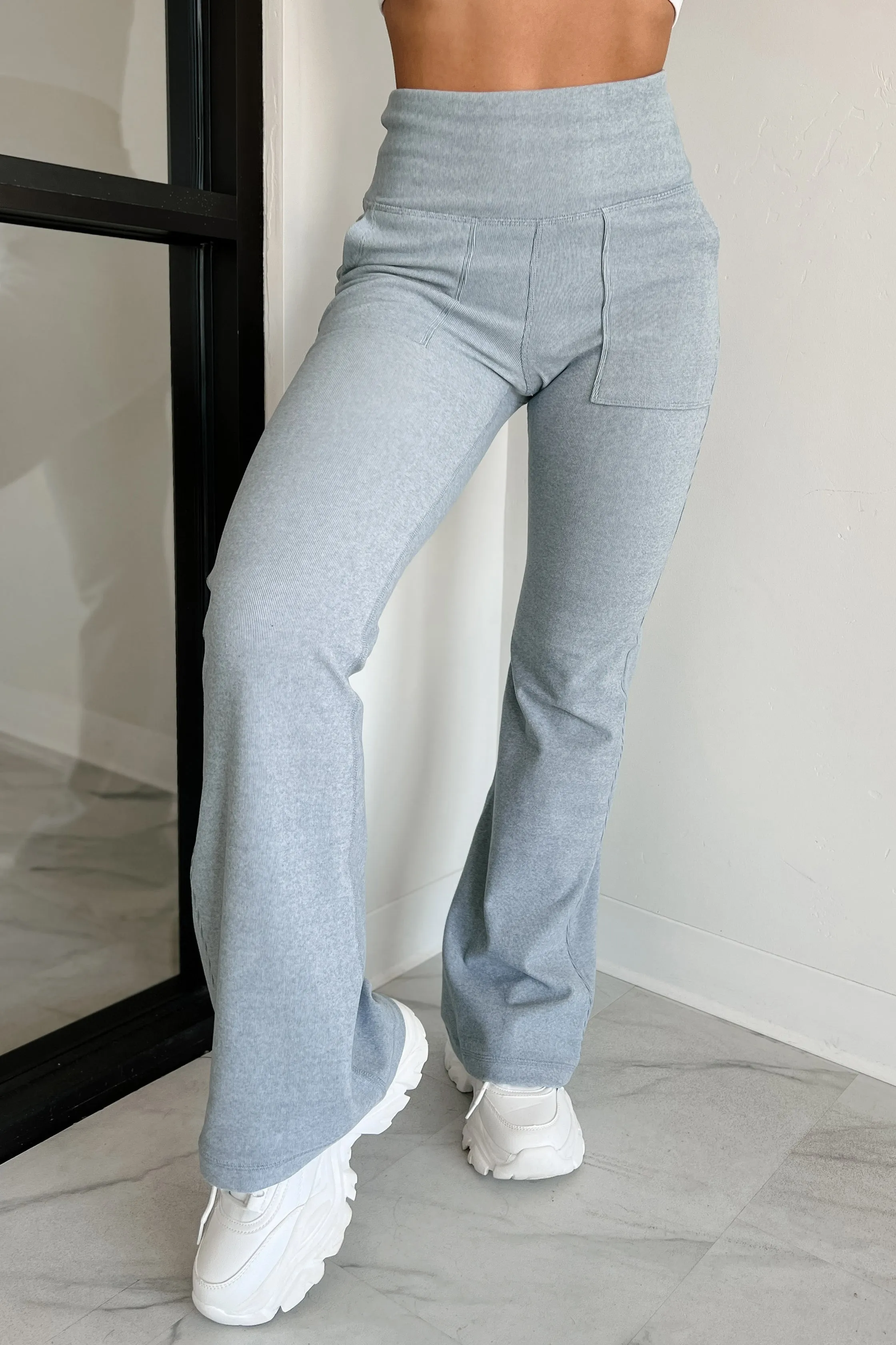 Klaus Brushed Knit Flare Leggings (Chambray)