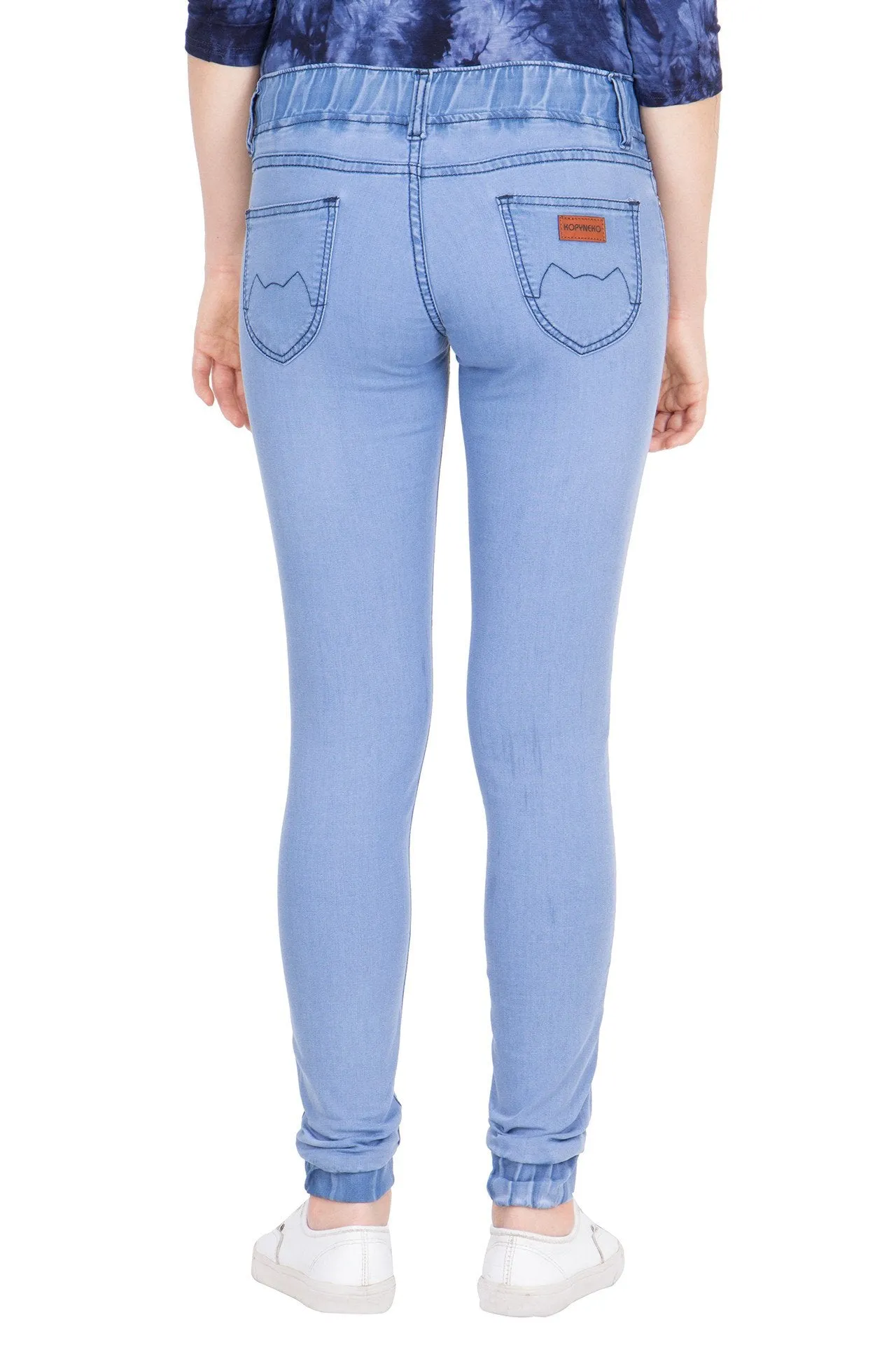 Kopyneko Women's Denim Light Blue Stretchable Joggers