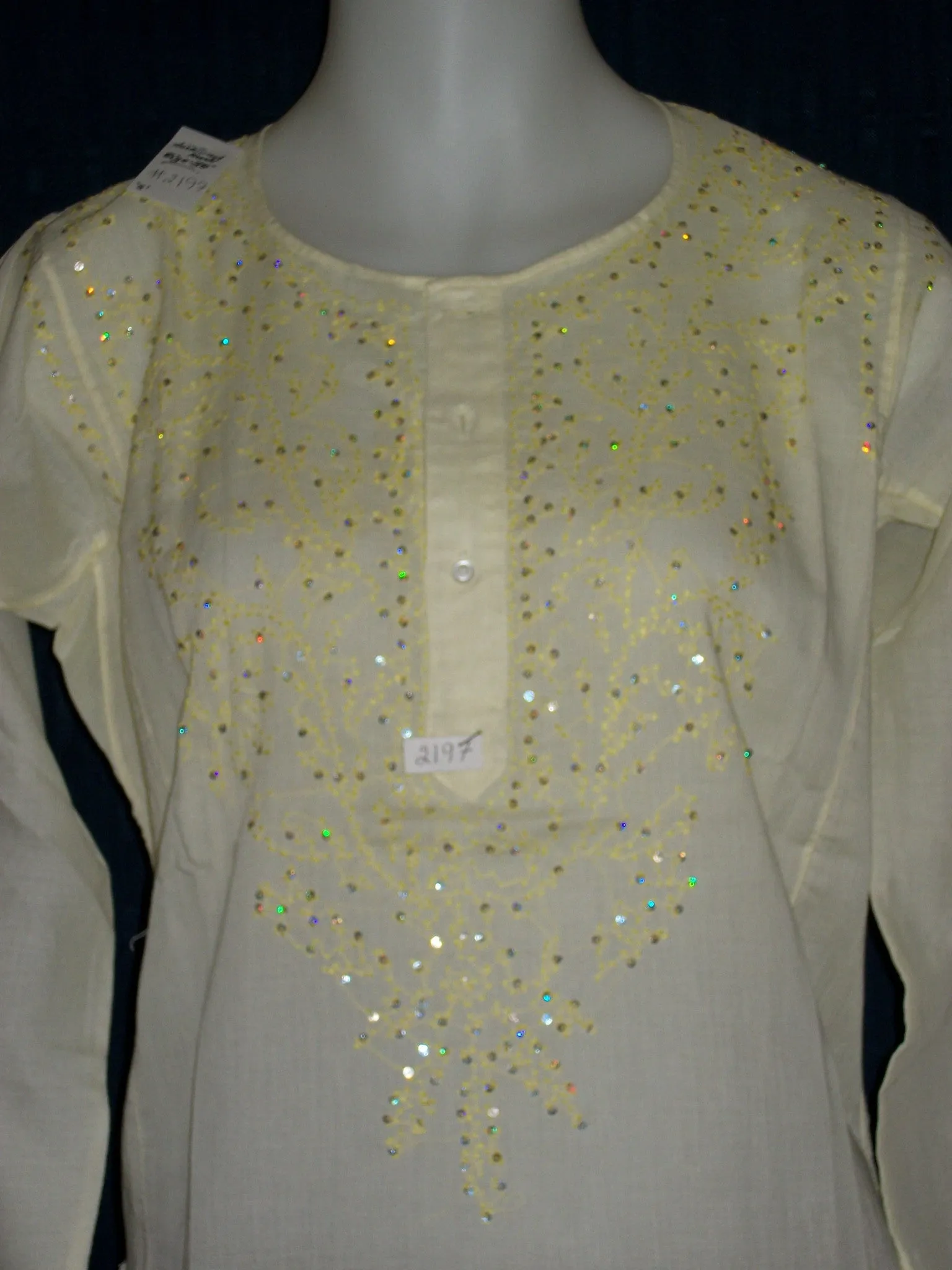 Kurti 2197 Lemon Cotton Voile Tunic Top Shirt Blouse Shieno Sarees