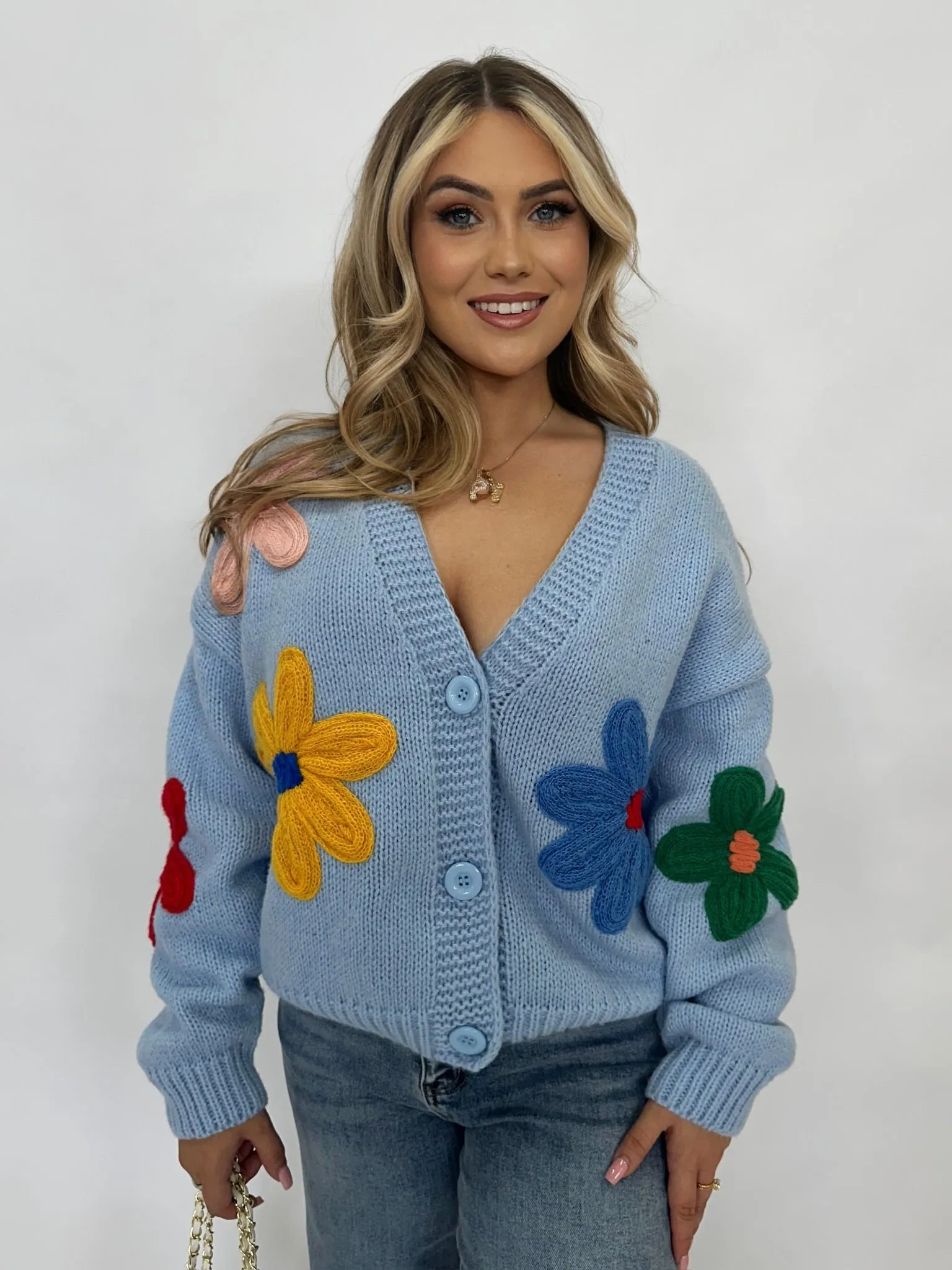 Kyla Baby Blue flower cardigan