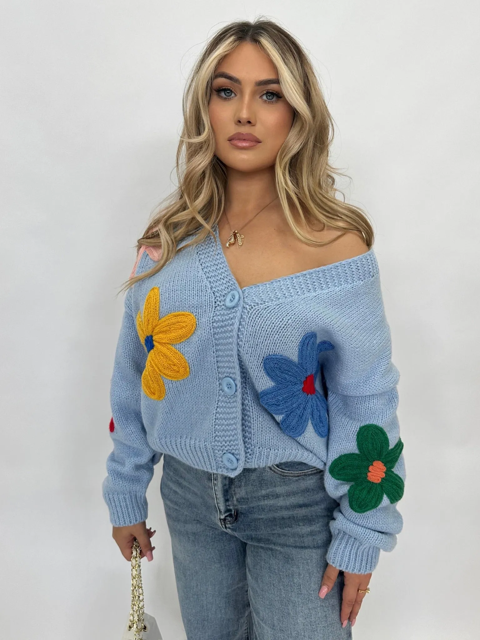 Kyla Baby Blue flower cardigan