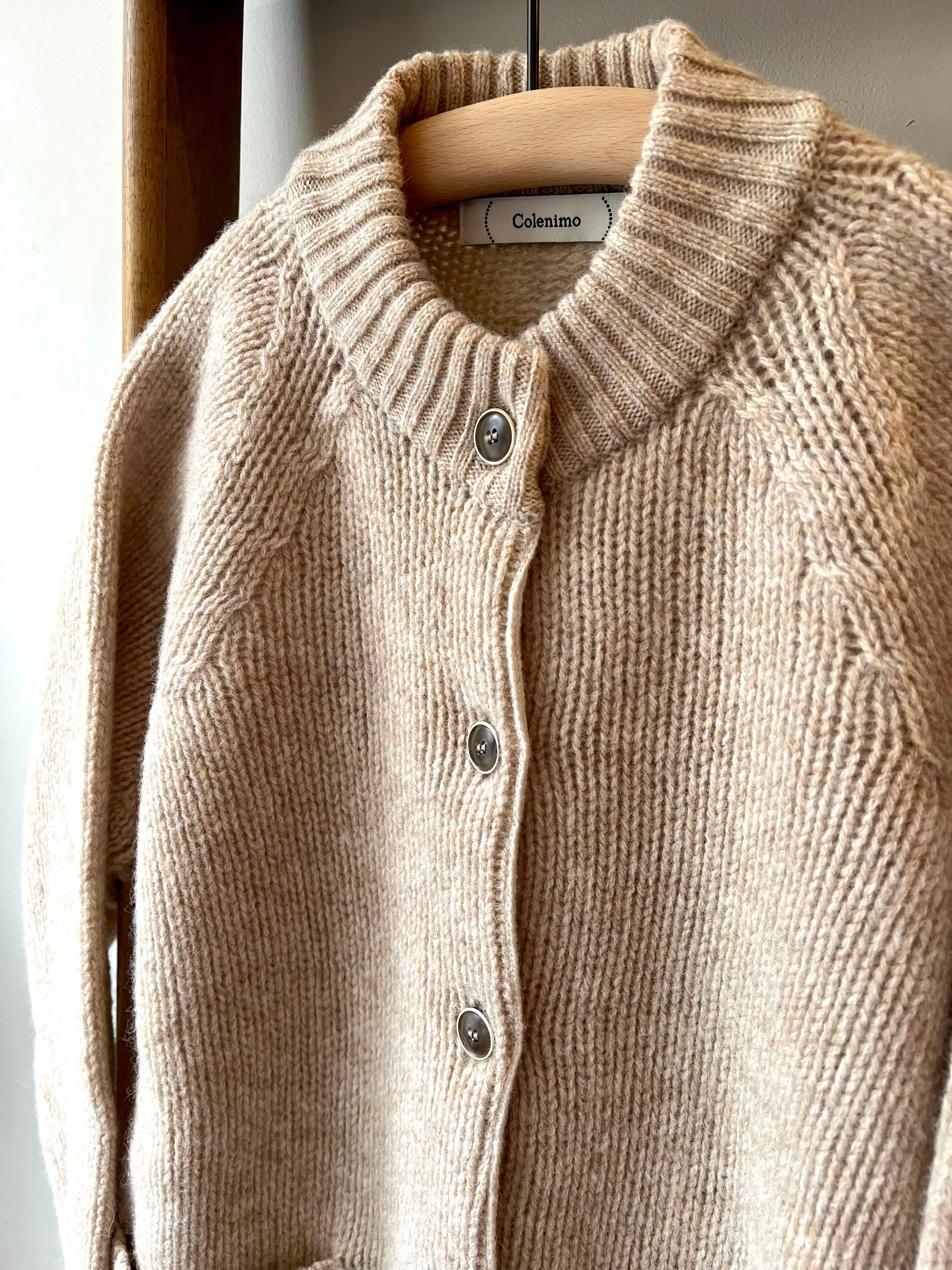 Lambswool Wool Shetland Yarn Cardigan / Tusk