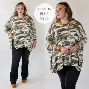 Last Chance Size S/M | Sidewalk Views Long Sleeve Oversized Shift Top in Camouflage