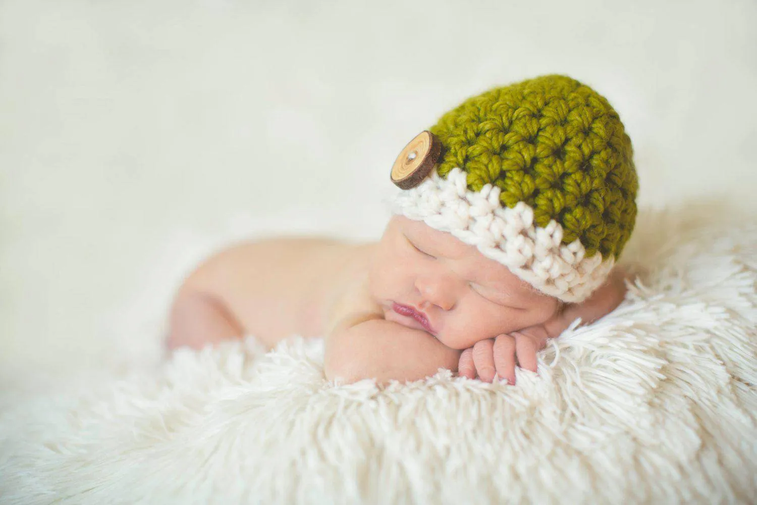 Lemongrass Green Cream Button Hat