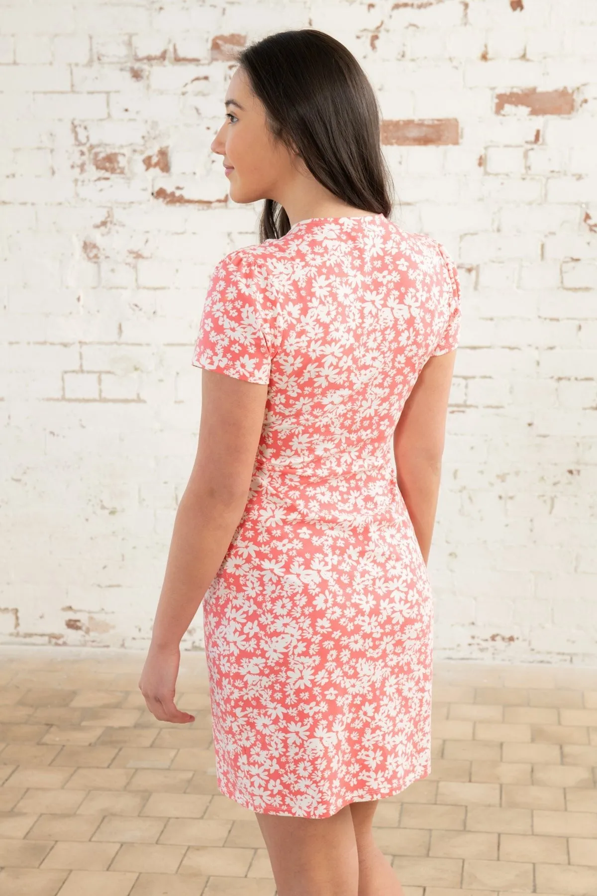 Lena Dress - Coral Daisy