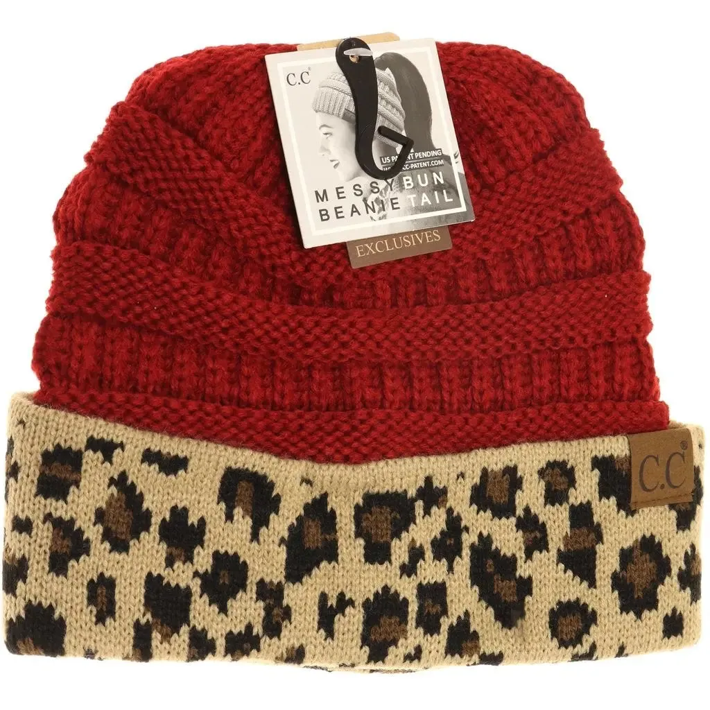 Leopard Print CC Beanie Tail