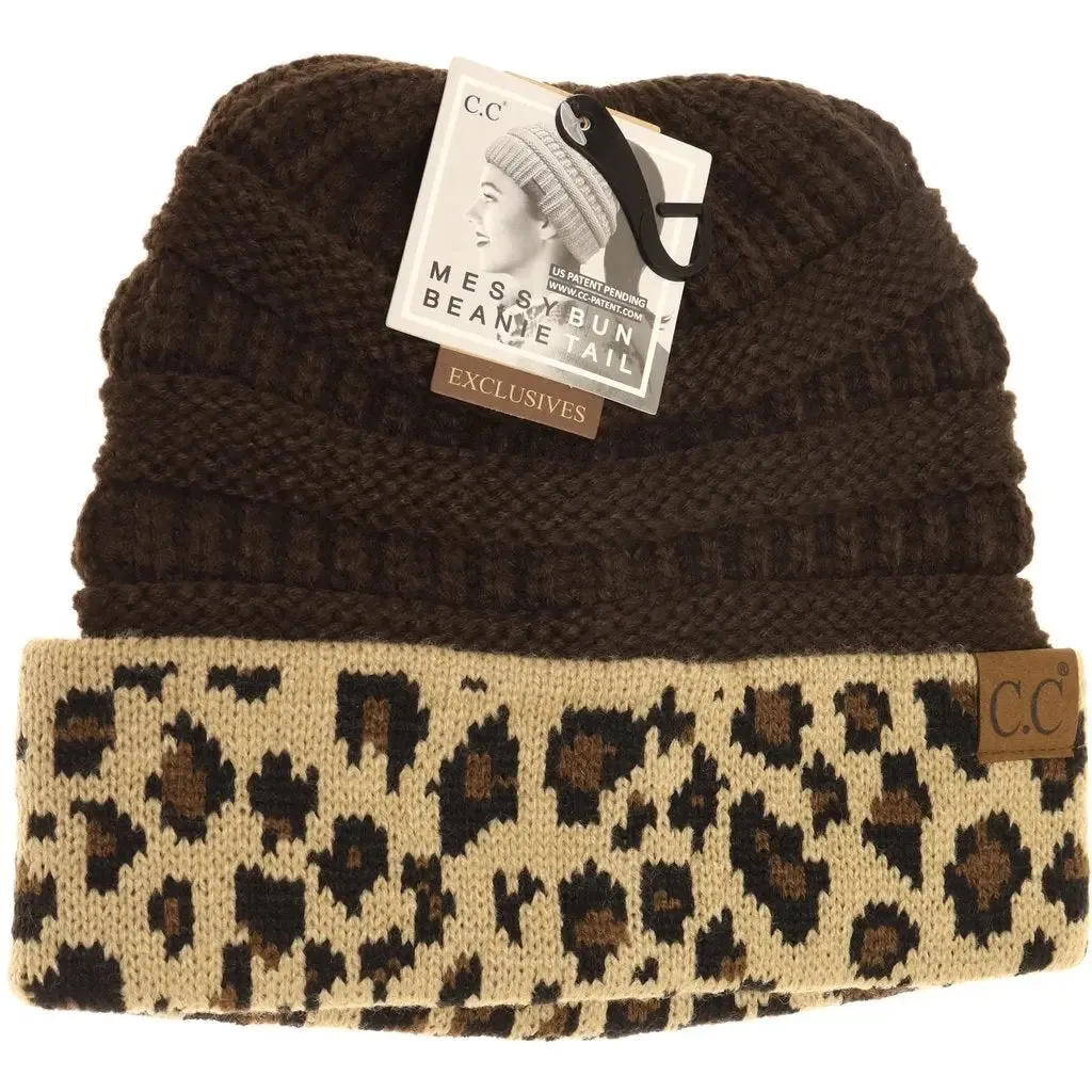 Leopard Print CC Beanie Tail