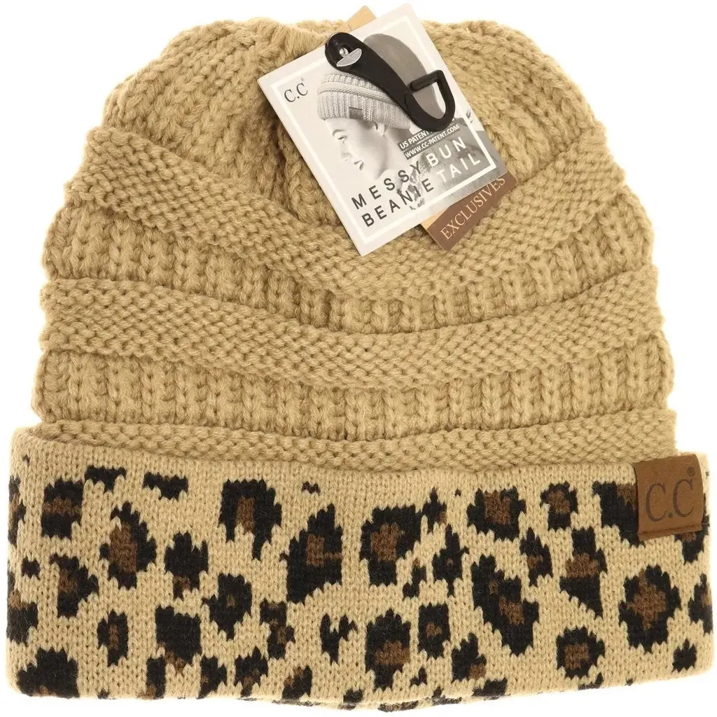 Leopard Print CC Beanie Tail